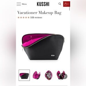 Kusshi Vacationer make-up bag and system. Nylon. Black/hot pink. Like new